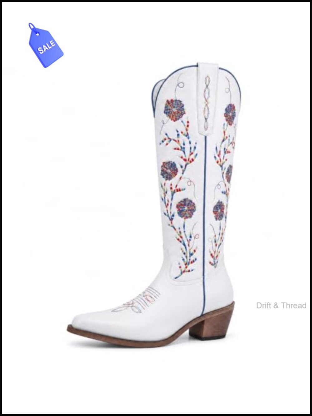 Wide Calf Cowboy Boots Women Knee High Faux Leather Snip Toe